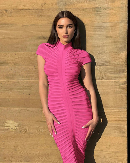 Sexy Bodycon Long Dress Women 2025 Summer Slim Fashion Short Sleeve Bandage Maxi Party Dresses Woman Skirt Elegant Vestidos