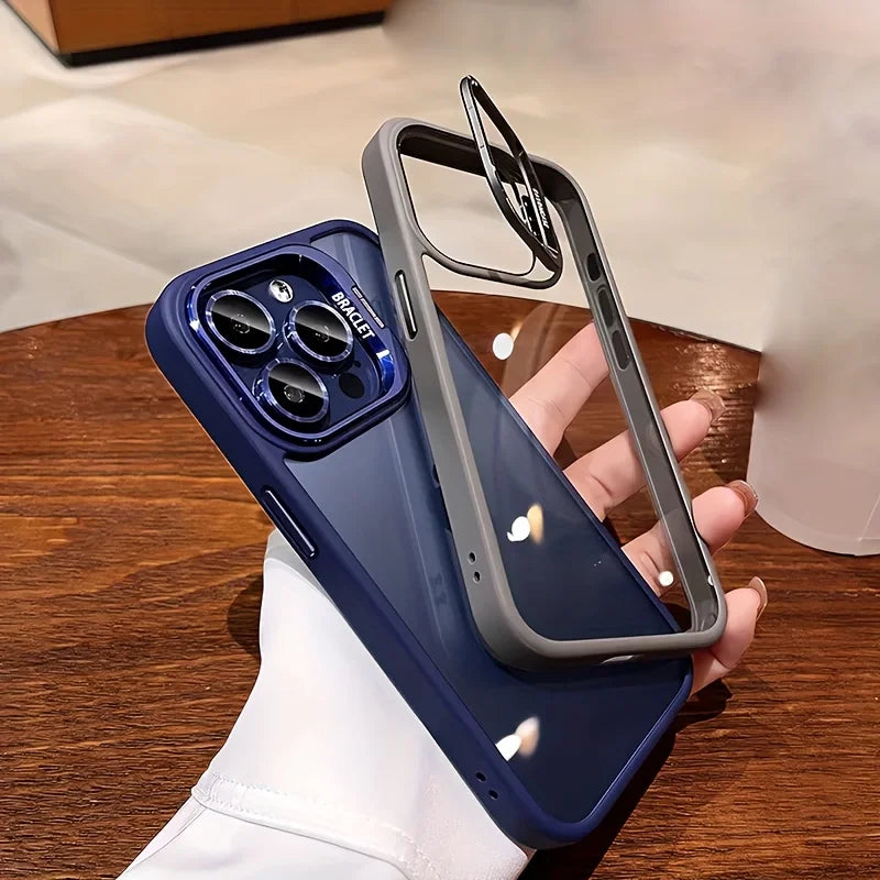 Premium Lens Holder Phone Case For iPhone 11 12 13 14 15 16 17 Pro Max Plus Shockproof Armor Transparent Cover Lens Protector