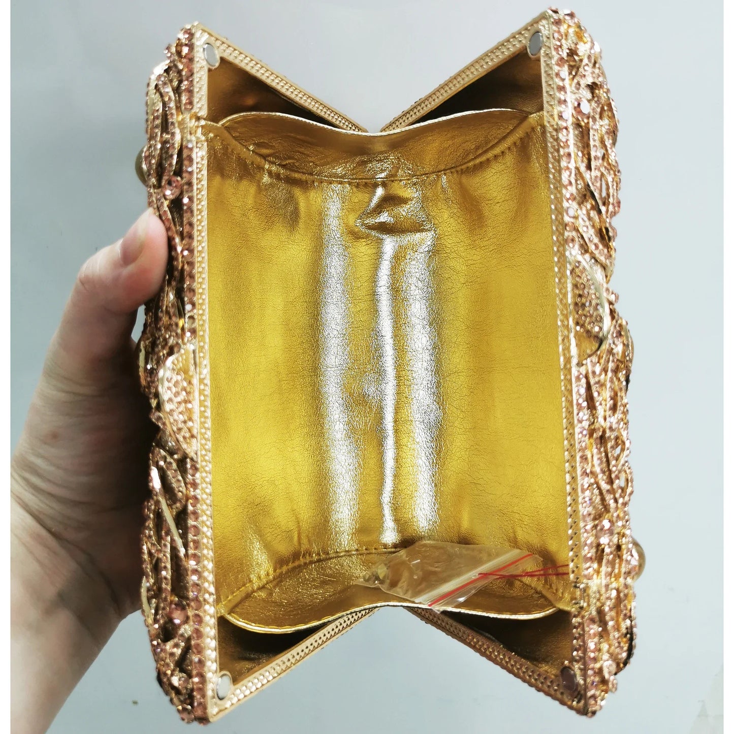 Golden Crystal Women Evening Bags Big Stones Clutch Bag Wedding Bridal Metal Minaudiere Handbags and Purses Ladies Party Clutch