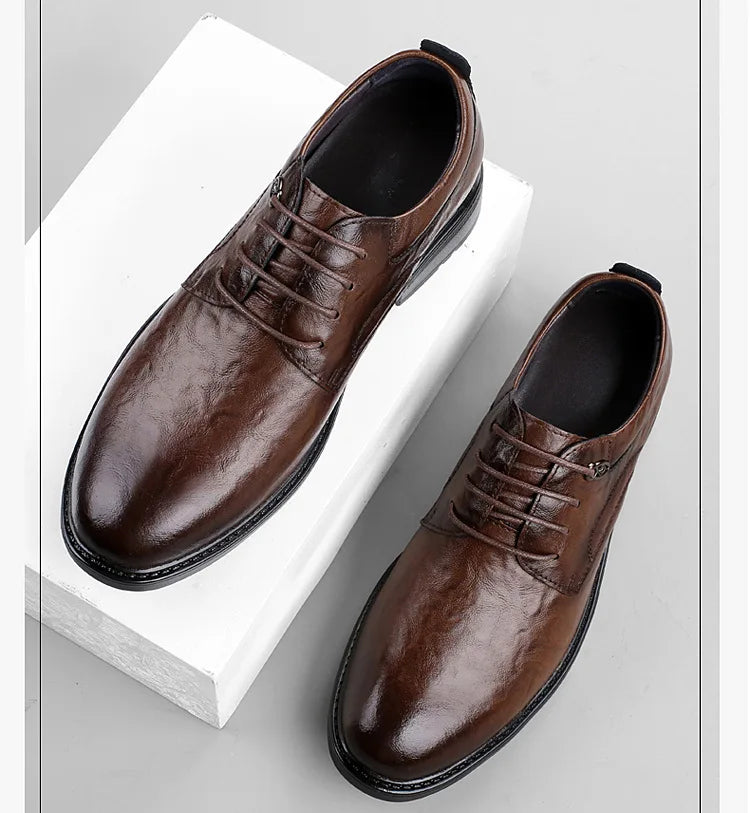 Leather Casual Elevator Shoes for Men 10cm Invisible Height Increase Casual Sneakers Business Formal Shoes