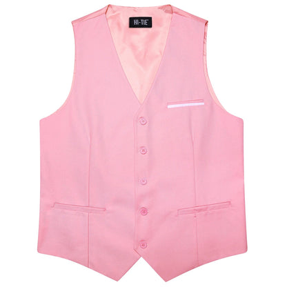 Solid Peach Pink Men Vest Wedding Slim Waistcoat Neck Tie Hanky Cufflinks Set for Male Business Party Designer Gifts