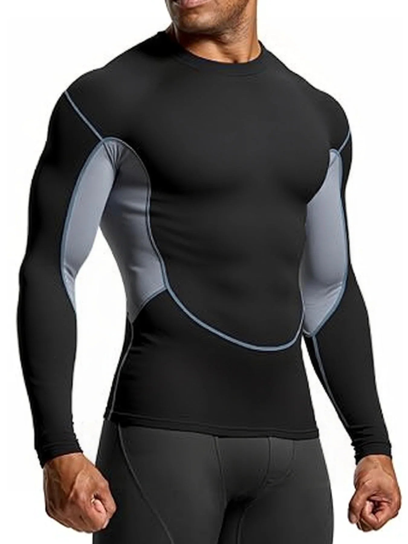 Men's Running T Shirt Quick Dry Shirt Yoga Training Compression Sports Tops Long Sleeve Solid Running Sweatshirt T-Shirts