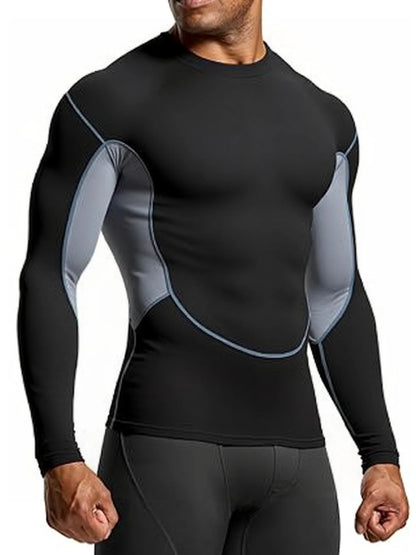 Men's Running T Shirt Quick Dry Shirt Yoga Training Compression Sports Tops Long Sleeve Solid Running Sweatshirt T-Shirts