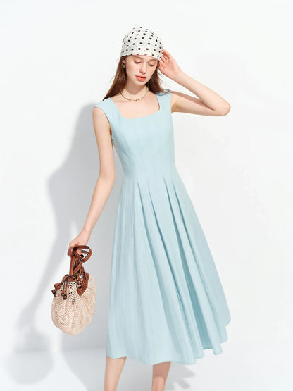 2026 Summer Women's Polka Dot Print Sleeveless Lightweight Dress - French Vintage Charm for Daily and Vacation Wear