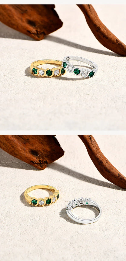 Light Luxury Lab Emerald Moissanite Rings Fashion Women Rings 925 Sterling Silver Ring Party Hot Statement Jewelry Gift