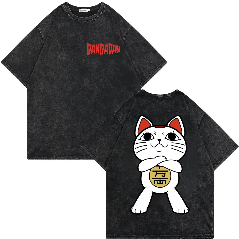 Dandadan Japanese Anime Vintage Washed T-shirt Men Women High Quality Fashion T-shirts Summer Casual Cotton Short Sleeve T Shirt