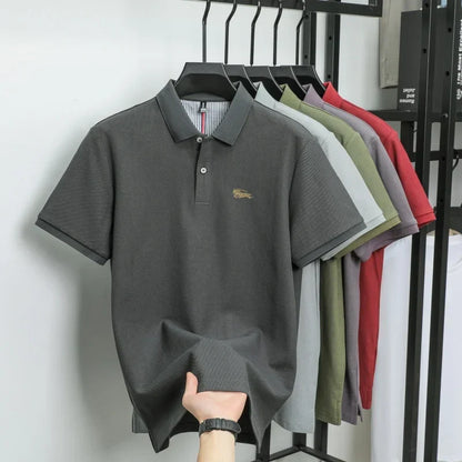 100% pure cotton luxury brand short sleeve men's polo shirt summer fashion letter embroidery design golf top breathable T-shirt