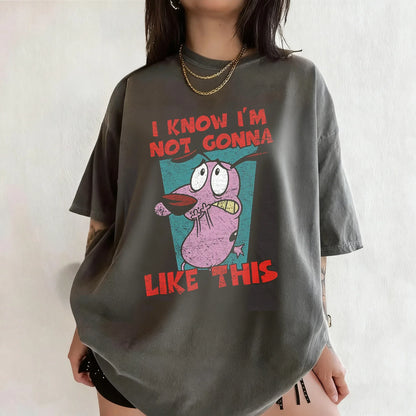 Vintage Courage The Cowardly Dog Cartoon Print Short Sleeve T-Shirt Retro Unisex Graphic Tee 90s Nostalgia Summer Streetwear Tee