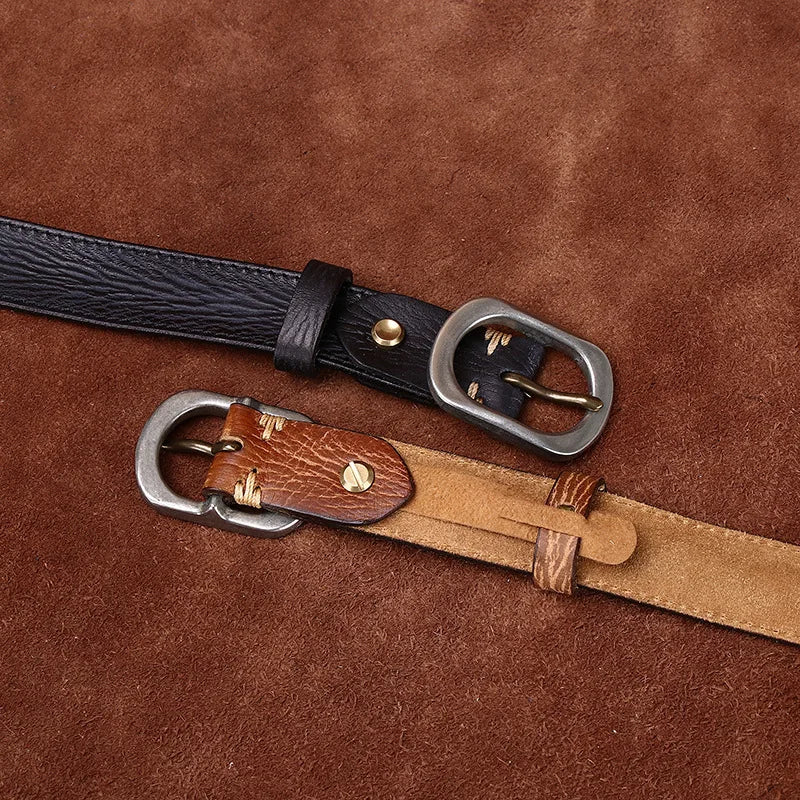 3.0CM Ladies Pure Cowhide High Quality Genuine Leather Belts for Women Needle Buckle Jeans Cowboy Waist Belt Luxury Designer
