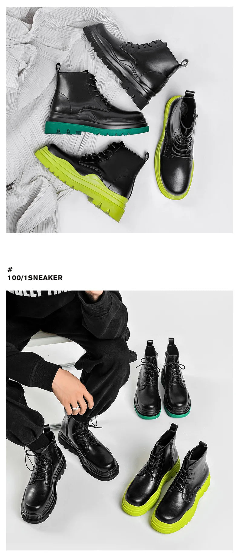 Fashion Mens Sheoes Platform Chelsea Boots Thick Bottom Split Leather Ankle Boots Male Footwear Round Toe Short Boots