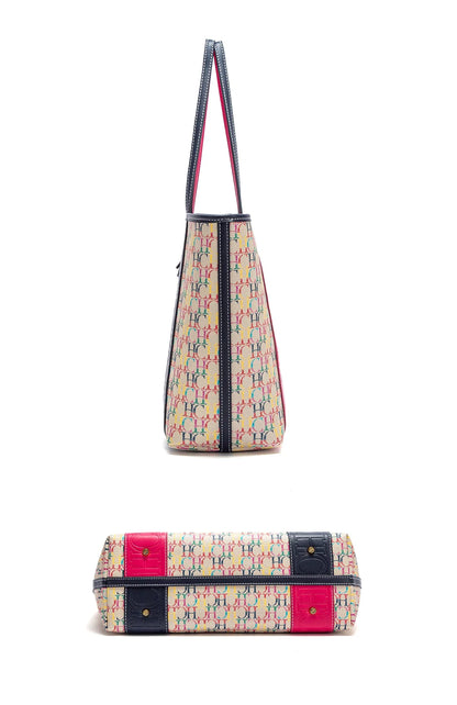 Women's Tote Bag New PVC Large Capacity Splicing Design Women's Bag Commuter Coffee Color Handbag