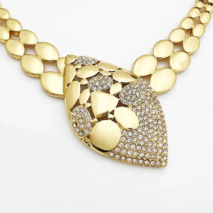 Quality Women Jewelry Sets Luxury Design Dubai Trending Gold Color Necklace Earrings Ring Bracelet Wedding Party Gift