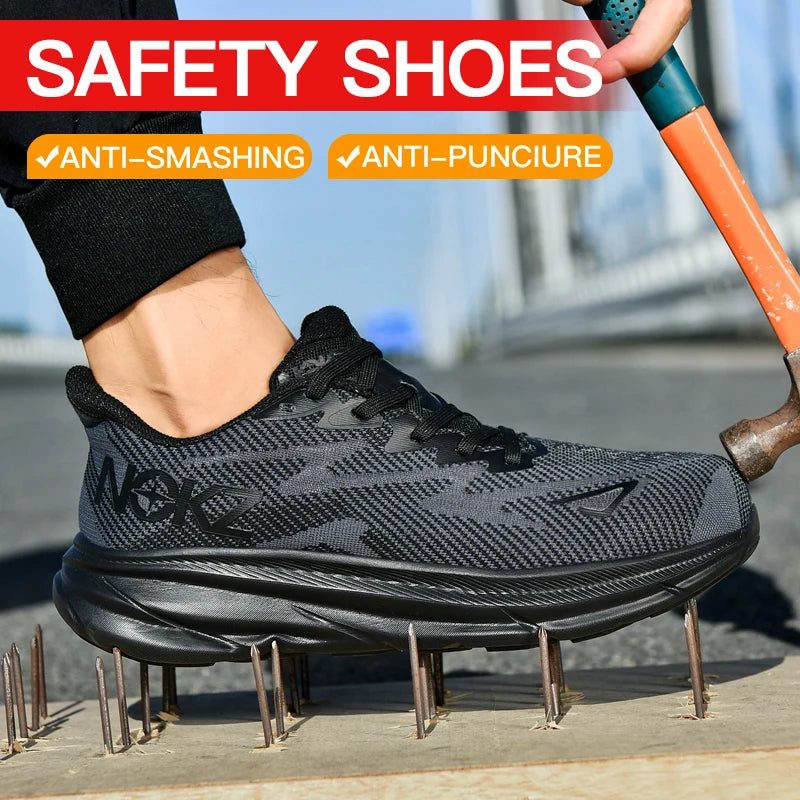 NEW Lightweight Safety Shoes Men Steel Toe Sneakers Anti-puncture Proof Breathable Work Safety Boots Man Comfortable Work Shoes