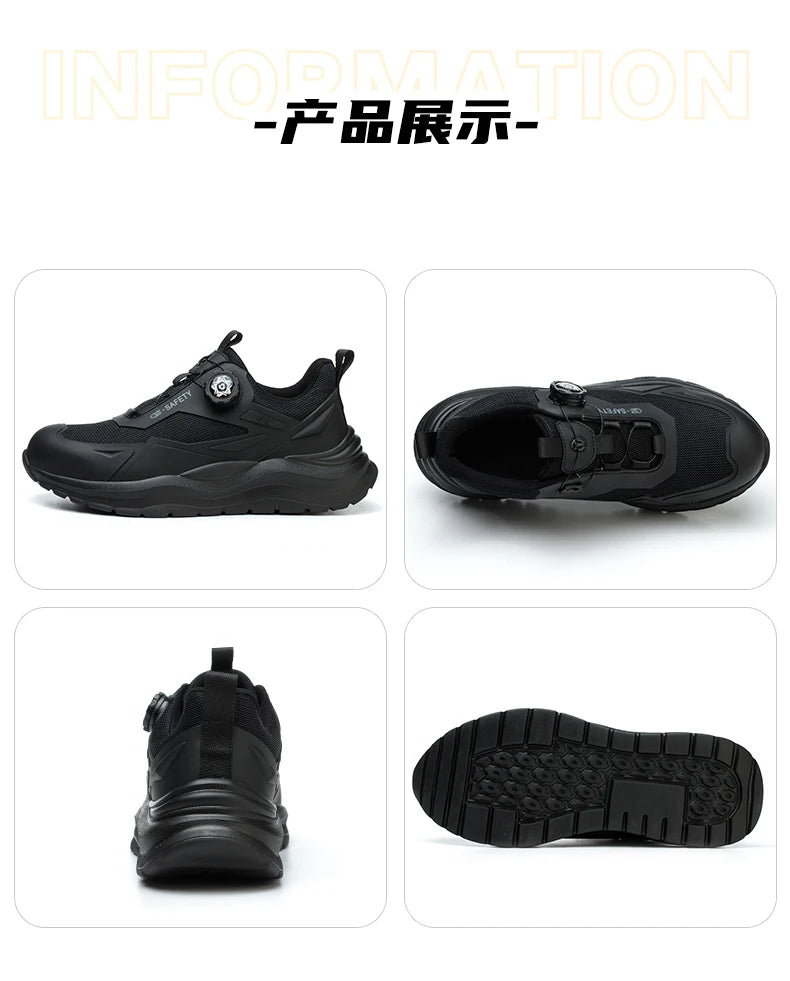 Large Size 48 Men's Summer Safety Shoes Rotating Button Work Sneakers Steel Toe Shoes Puncture-Proof Protection Shoes Security