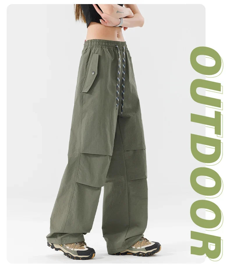 Summer Women Pant Outdoor Waterproof Hiking Pant Men Windproof Pant Adjustable Cuffs Cargo Trousers Lightweight Fishing Trousers