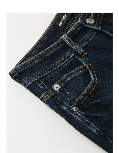 Women Denim jeans 2025 Autumn New Lycra Stretch Mid Waist Cotton Flares Pants