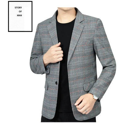 Brand 2026 Spring Stripe Suits Men 2 Button Autumn Business Elegant Man Jacket  Fashion New in Suits Blazers Men
