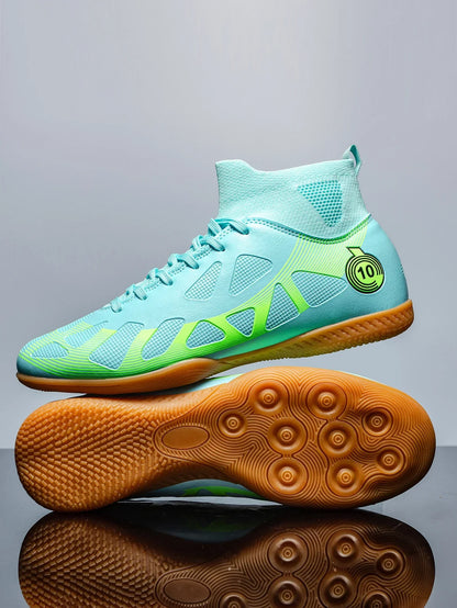 Men's Sports IC Indoor Flat Bottomed Football Shoes Adult High-Tops Wear Resisting Training Shoes Teenagers Non Slip Shoes