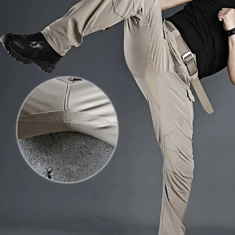 2024 Men's Autumn Tactical Cargo Pants Outdoor Work Pants Multi-pocket Casual Trousers Waterproof Quick Dry Elastic Pants Male
