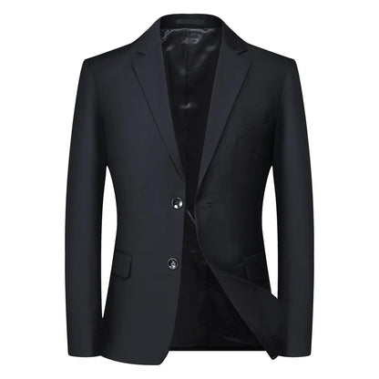 2026 Autumn Winter New Mens Soild Color Suit Jacket Single Breasted Men Business Casual Suit Coat Grey Blue Male Blazer Outwear