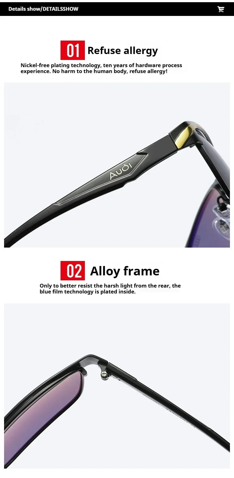 Luxury brands AUDI Sunglasses for Men Polarized Sun Glassesn UV400 Driving Motorcycle Outdoor Cycling Glasses AntiGlare Lens 551