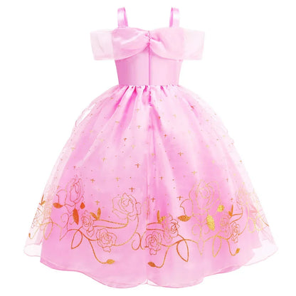 Aurora Dress for Girls Sleeping Beauty Costume Kids Birthday Halloween Party Disguise Dresses Up