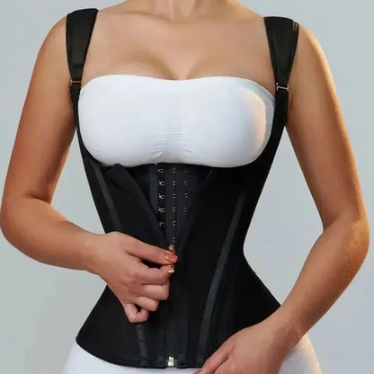 Fajas Body Shaper Shapewear Women Vest Tops Double Compression Waist Trainer Corset Adjustable Zipper and Hook-eyes