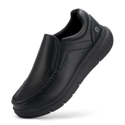 Men's Shoes Wide Width Leather Slip-On Casual Shoes Lightweight For Swollen Feet with Arch Support Pain Relief