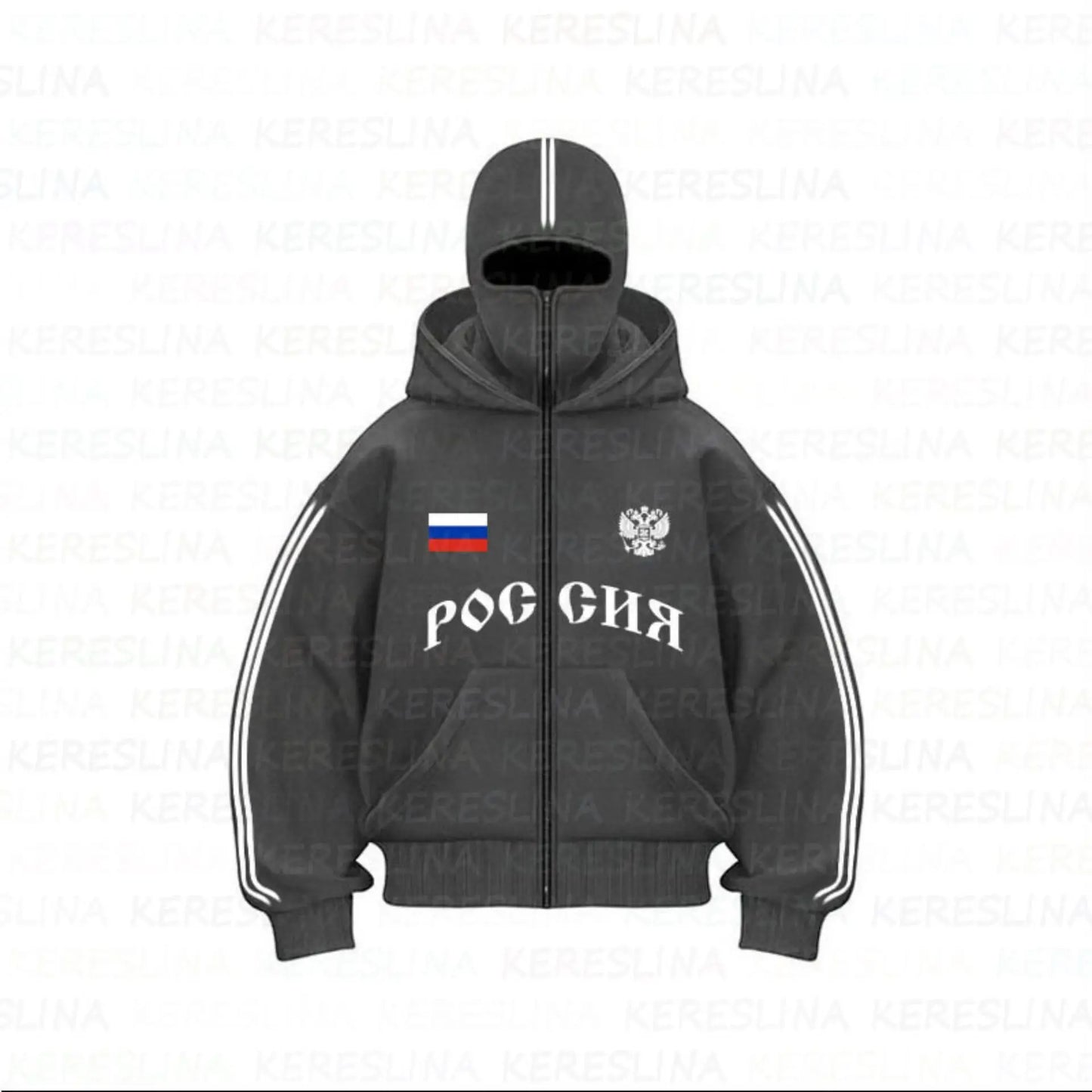 Ninja jacket 2025 new model hot sale upper and lower double-head zipper POG GHB print niche design new model