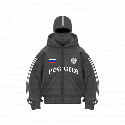 Ninja jacket 2025 new model hot sale upper and lower double-head zipper POG GHB print niche design new model