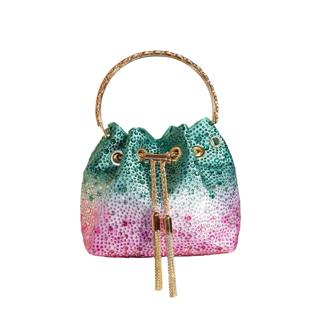 Handle Rhinestones Evening clutch Bag Purses and handbag luxury Designer shoulder bag Shiny Crystal Clutch purse bucket bag
