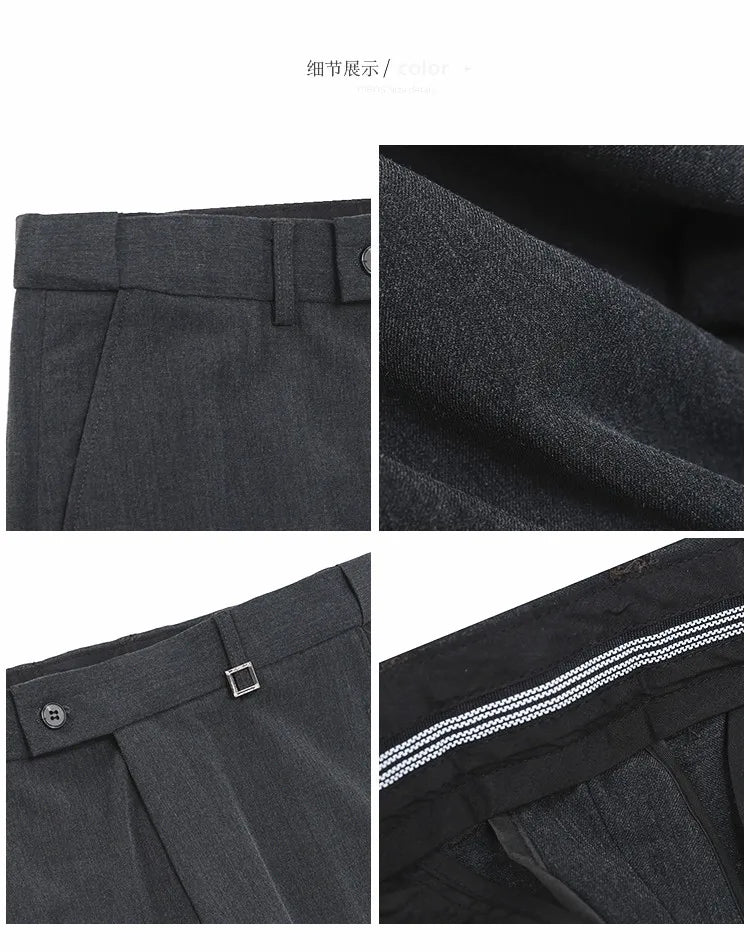 High Quality Invisible Elastic Waist Business Casual Suit Pants Built-in Anti Slip Strip Slim Fit Office Social Dress Trousers