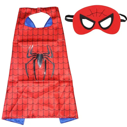 Superhero Masquerade Mask Cape Cloak Anime Spider Man Batman Cloak Action Figure Super Hero Toys Cosplay Child Party Gifts