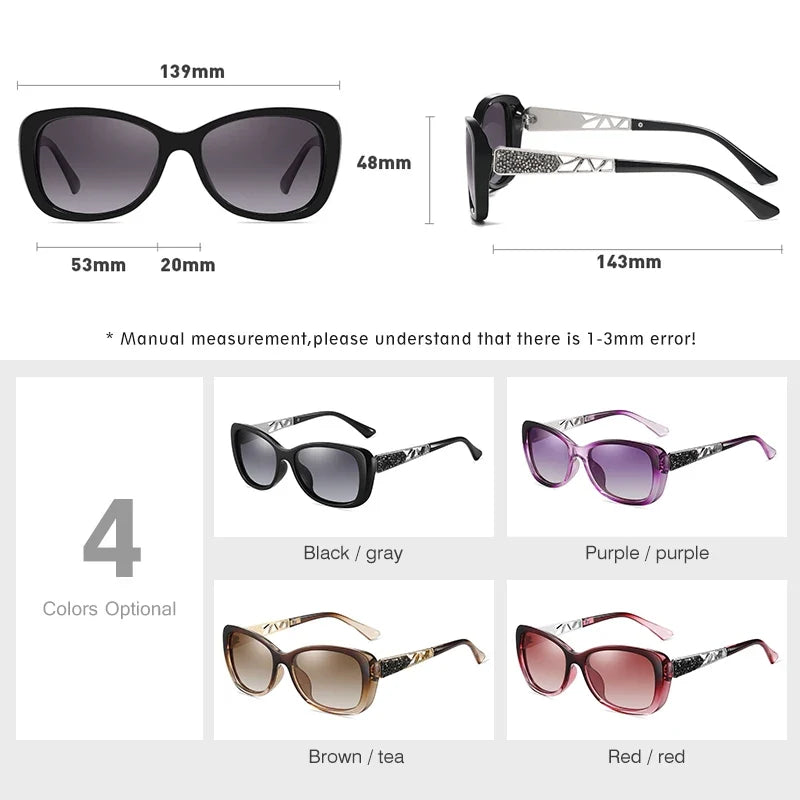 2024 Women's Sunglasses Gradient Polarized Lens Luxury Design Ladies Elegant UV400 Fashion Eyewear Lunette De Soleil Femme