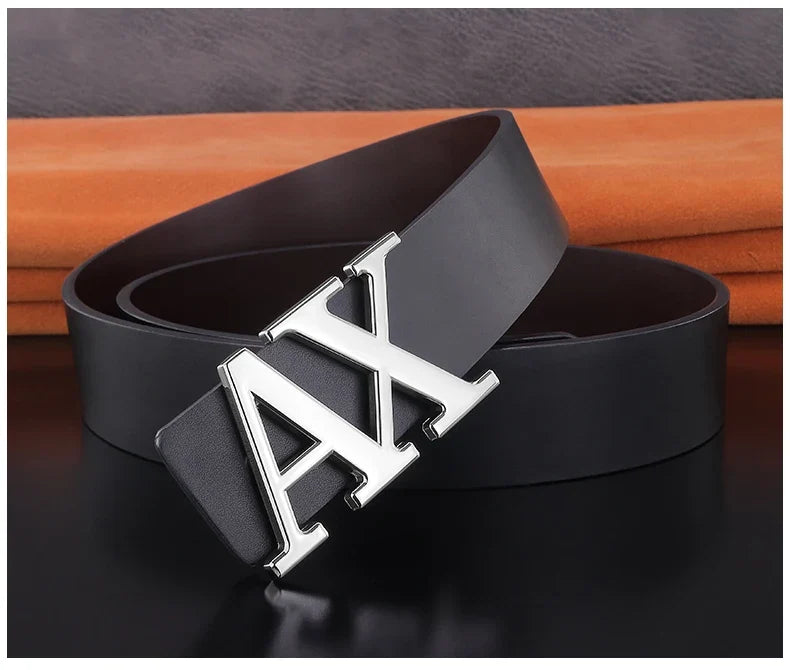 HigFashion Personality Buckle A Letter Belt Men's Leather Waistband Designer Luxury Brand Belts Casual Black Cowskin Waist Strap