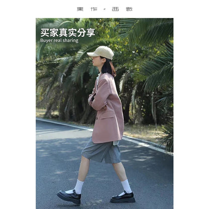 The Ultimate Store Hit~ Women's Mid-Length Oversized Blazer with Shoulder Pads for Petite Figures, Casual Suit Jacket