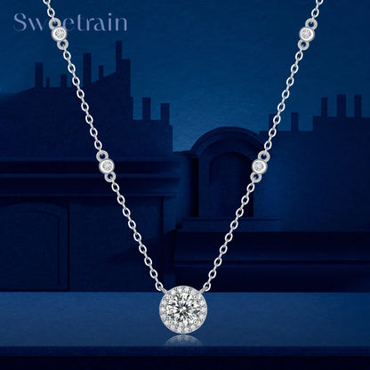 Certified 1CT Moissanite Necklace for Women D Color Lab Created Diamond 925 Silver Chains Original Certified Jewelry With GRR