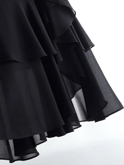 Fashion Irregular Fishtail Chiffon Skirts Elegant High Waist Summer Luxury Party Skirt Female Ruffles Long Skirts