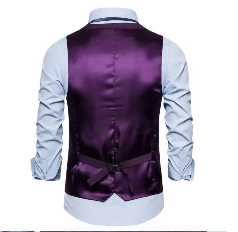 Blue Suit Vest, Men's Business Sleeveless Vests Jacket, Asian size S-6XL, Wedding Party Waistcoat, Red Purple Black Gray
