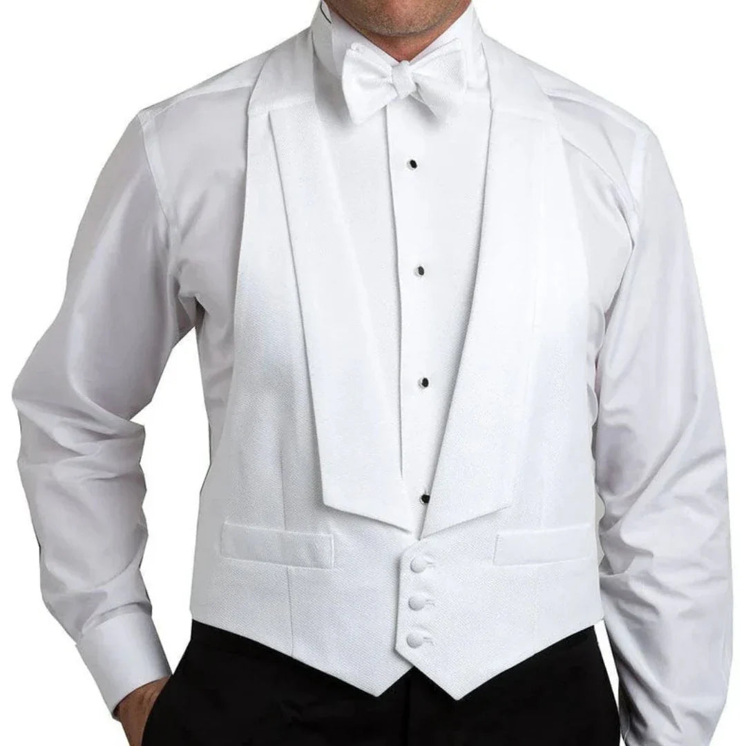 Men Vest White Solid With Lapel Single Button Waistcoat For Wedding Party Banquet Prom Business Work Office Daily Men Suit Vest