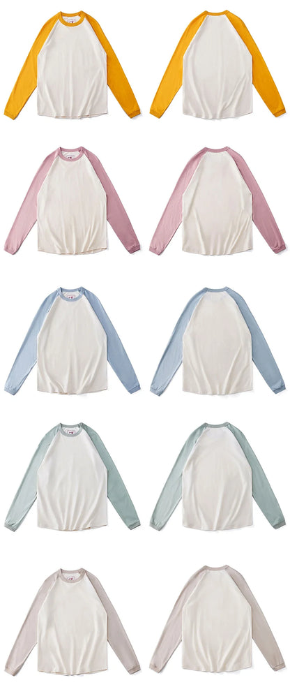 Amekaji Vintage Long Sleeve T Shirt Men Women Spring Autumn New Round Neck Raglan Sleeve T-shirt Retro Casual Bottoming Top Tees