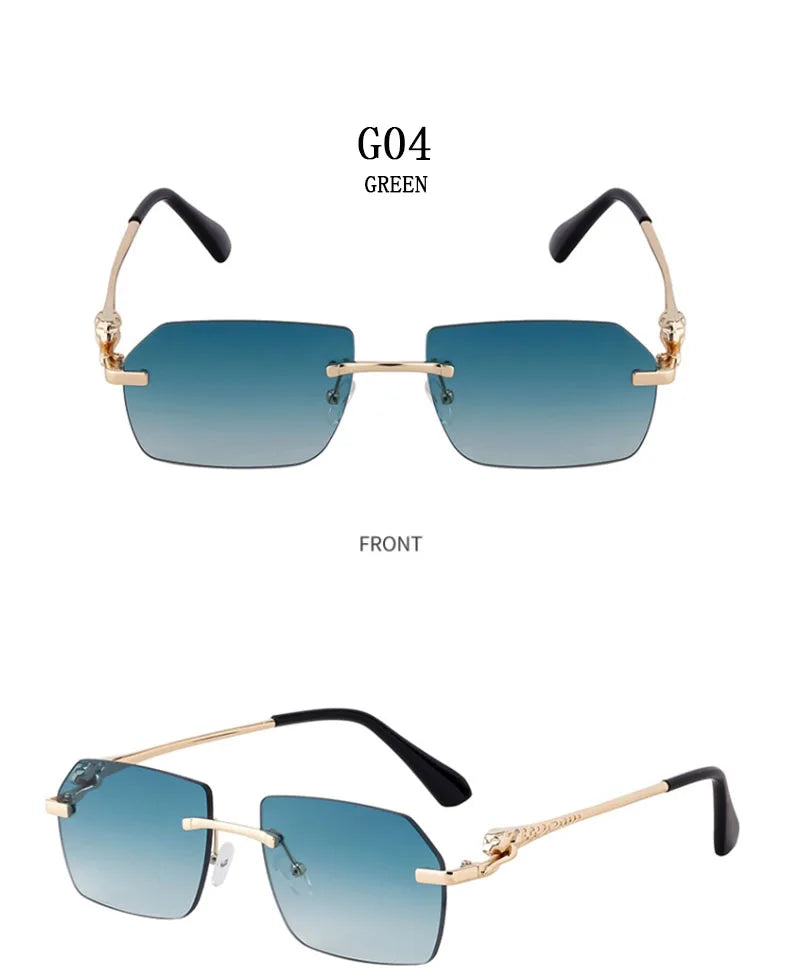 Rimless Sunglasses Women 2024 Luxe Vintage Designer Sunglasses For Men Retro Fashion Glasses De Sol Mujer Lunette Soleil Femme