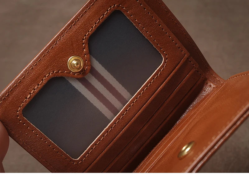 Genuine Leather Wallet High Quality Multi-Card Slots Ultra Slim Lightweight Credit Card Holder Men Women Bifold Money Clip