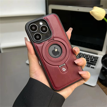 Luxury Leather Magnetic Ring Holder Magsafe Phone Case For iPhone 17 16 15 14 13 Pro Max Plus Wireless Charging Shockproof Cover