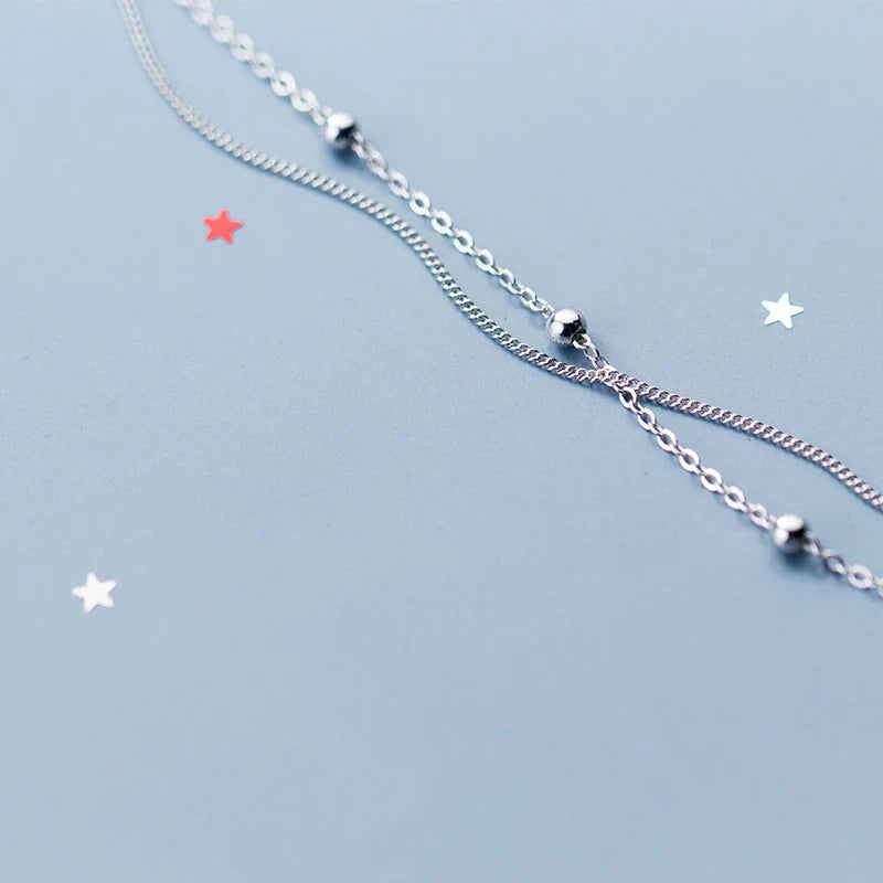 Fashion Simple Beads Line Chain Bracelets For Women 100% 925 Sterling Silver Classic Charm Bracelet  S925 Silver Jewelry