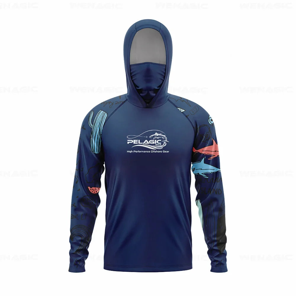 Men Hood Fishing Shirt long sleeve Fishing clothing fishing t shirt uv protection fishing shirt Fishing Apparel