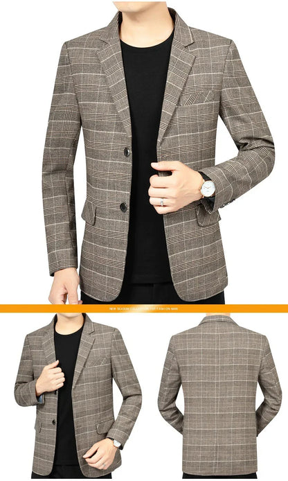 Brand 2026 Spring Stripe Suits Men 2 Button Autumn Business Elegant Man Jacket  Fashion New in Suits Blazers Men