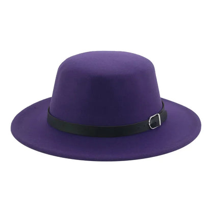 Felted Men Hats Solid Flat Top Belt Band Classic Simple Fedora Hats Khaki Camel Black White Red Casual Formal Dress Winter Hats