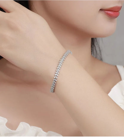 Rhombus Shape Full 1.2mm D Color Moissanite Tennis Bracelet For Women 925 Silver Plated 18k Diamond Link Chain Bracelets