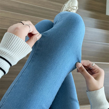 Women Stretch Jeans Lady Slim Skinny Pencil Jeans High Waist Vintage Pants Girls Leggings Straight Leg Korea Fashion Trousers